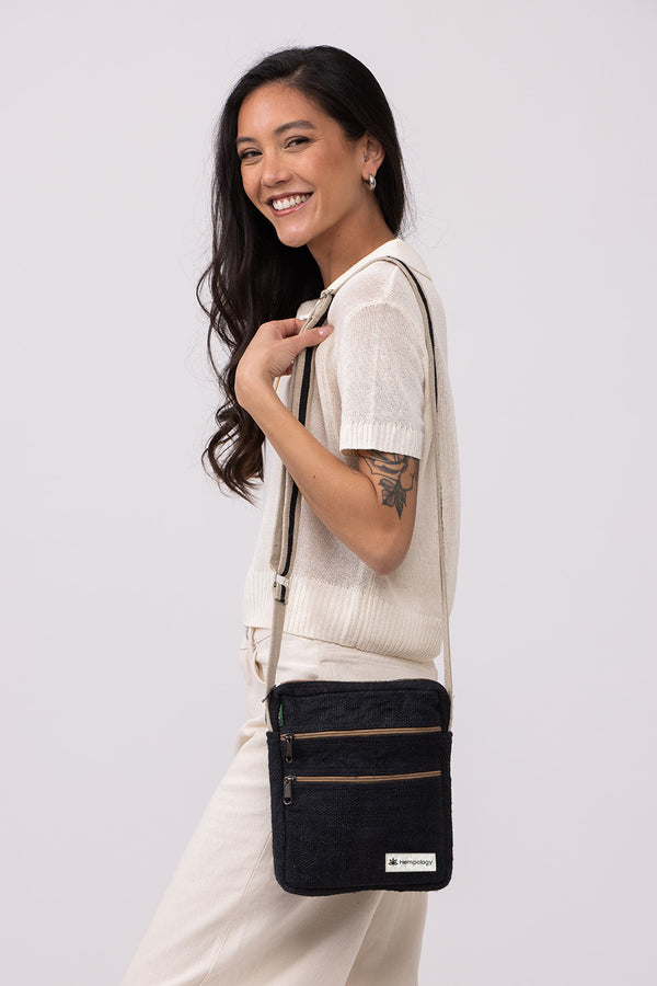 LONG CROSS BODY SLING BAG - BLACK