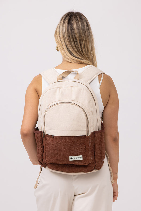 HEMP BACKPACK - BEIGE / BROWN