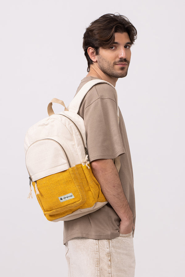 HEMP BACKPACK - BEIGE/ YELLOW