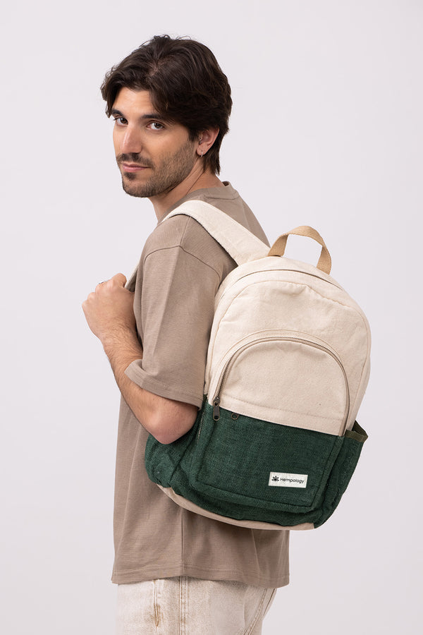 HEMP BACKPACK - BEIGE / GREEN