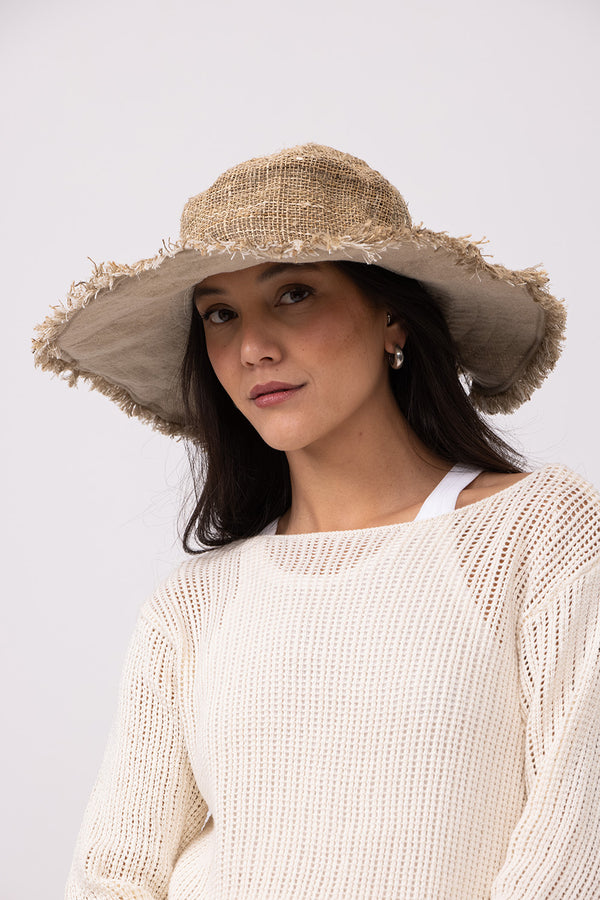 SUN HAT - NATURAL STRAW LONG