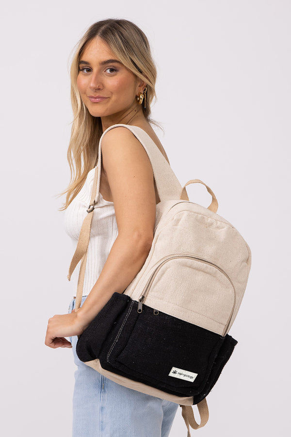 HEMP BACKPACK - BEIGE / BLACK