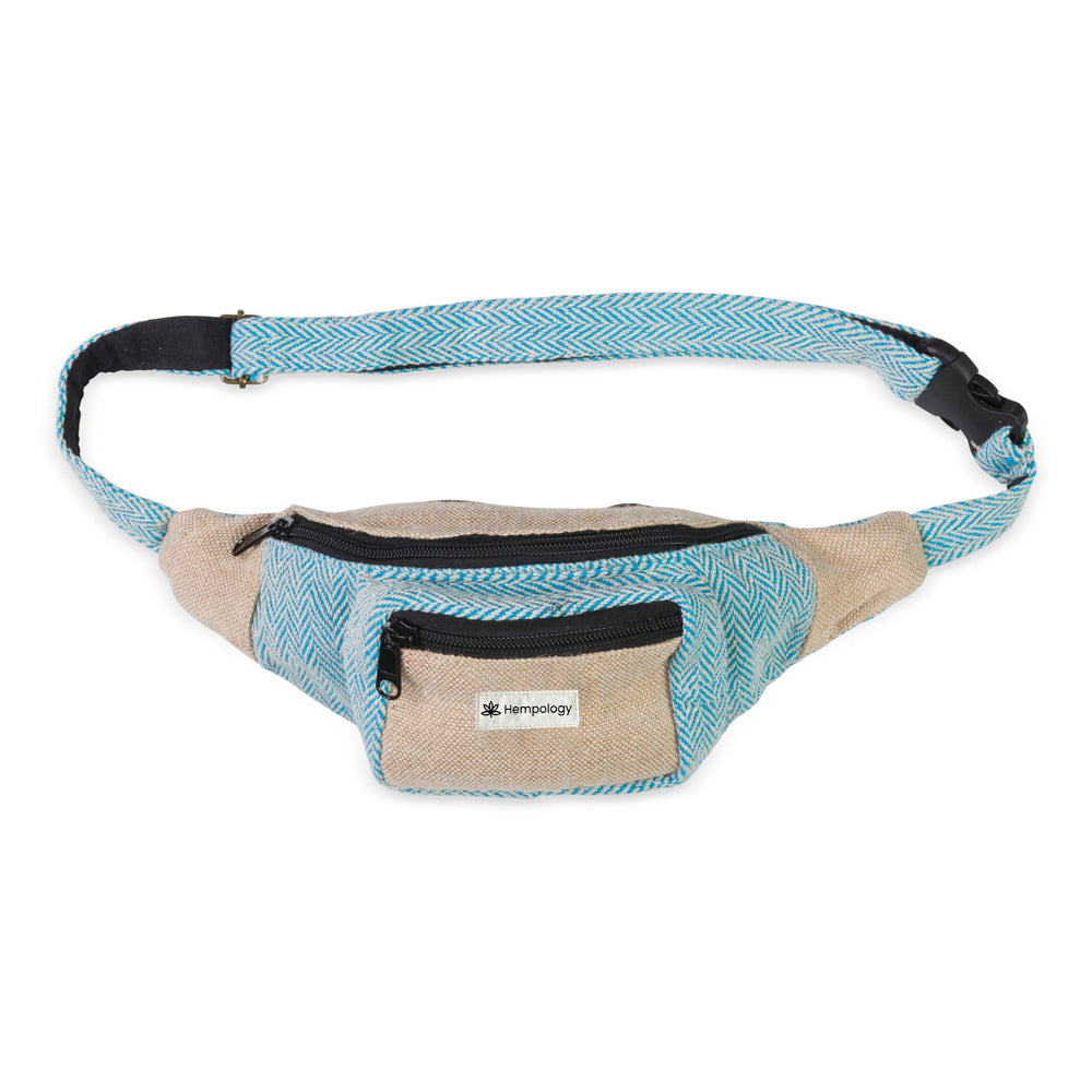 BELT BAG - NATURAL & BABY BLUE